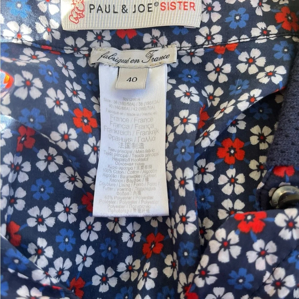 Paul & Joe SISTER Navy Red White Floral Button-Front Dress - Picture 10 of 12